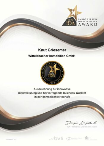 Auszeichnung für innovative Dienstleistung und hervorragende Business-Qualität in der Immobilienwirtschaft